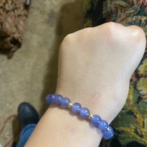 Gray blue glass bead bracelet